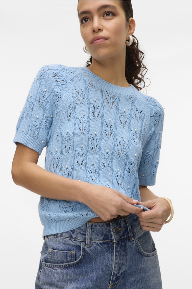 VMPRECIOUS 2/4 O-NECK PULLOVER 10328198 AIRY BLUE